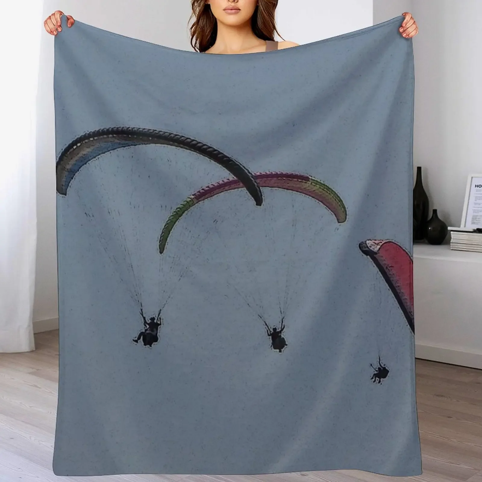 

Paragliders Throw Blanket Multi-Purpose Large warm for winter Plaid Blankets
