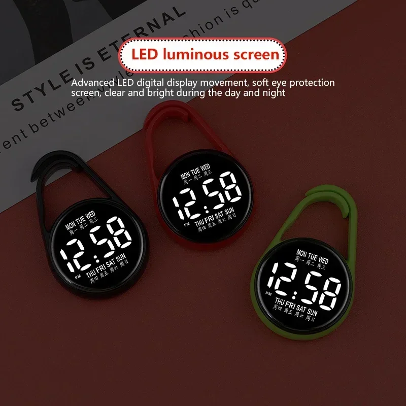 LED Electronic Hanging Watch Circular Night Light Digital Electronic Hanging Watch Pocket Watch  Droplet Shaped Hanging Watch