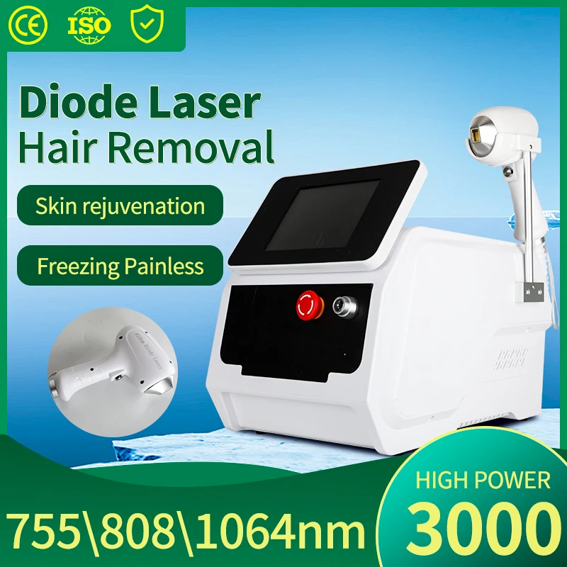 Portable 808Nm Diode Laser permanent hair remover devices, 3 wavelength 755 808 1064 diode Laser Hair Removal Machine