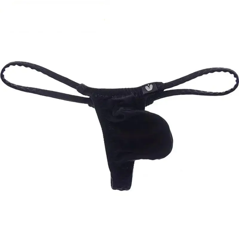 Men's Low Waist Pouch Thong Underwear with Little Belt Decoration Love Sharp Full G-String T-Pants Sexy Men's Briefs