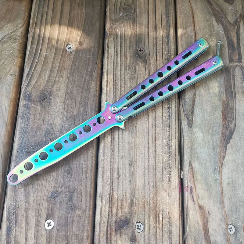 Beginner Butterfly Knife Seven-Hole Butterfly Practice Knife Training Knife All-Steel Butterfly Comb Blade Tool For Outdoor Game