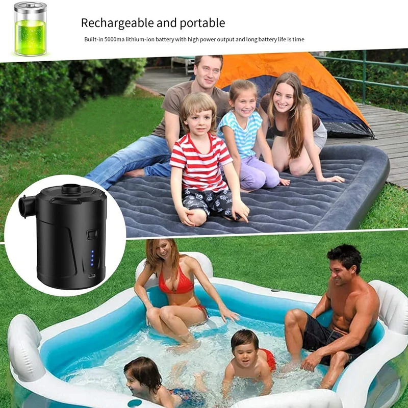 Electric Air Pump Portable Wireless Air Compressor Inflator Pumps For Inflatable Cushions Air Beds Boat Swimming Ring Durable