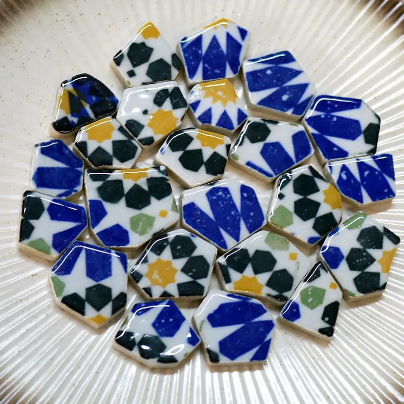 100g Oval Ceramic Mosaic Tiles Multi Color Mosaic Piece DIY Mosaic Making Stones for Craft Hobby Arts Home Wall Decoration arte