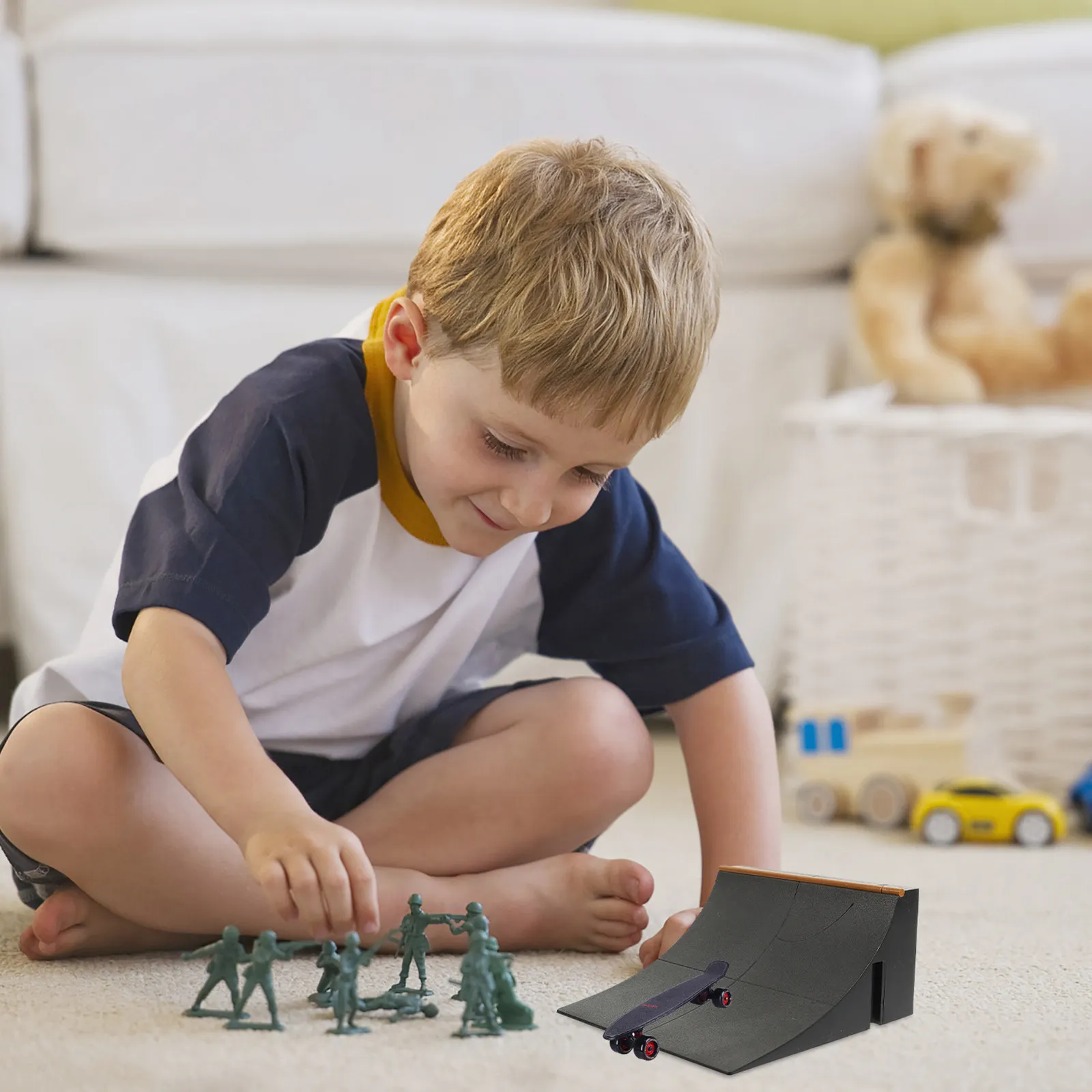 2Pcs Finger Skateboard Obstacle Ramp Set Compact Skate Park Props for Creative Play Pressure Resistant Training Tool