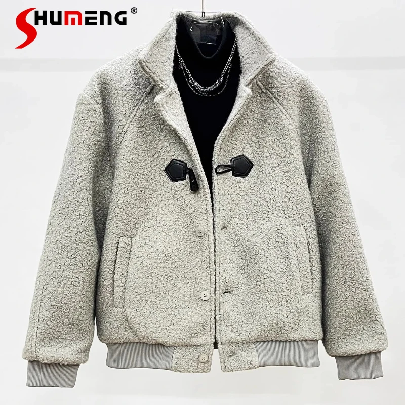 

Men's 2025 Winter New High-End Solid Color Jackets Men's Stand Collar Button Decorative Loose Trend Coats Padded Thickened Coats