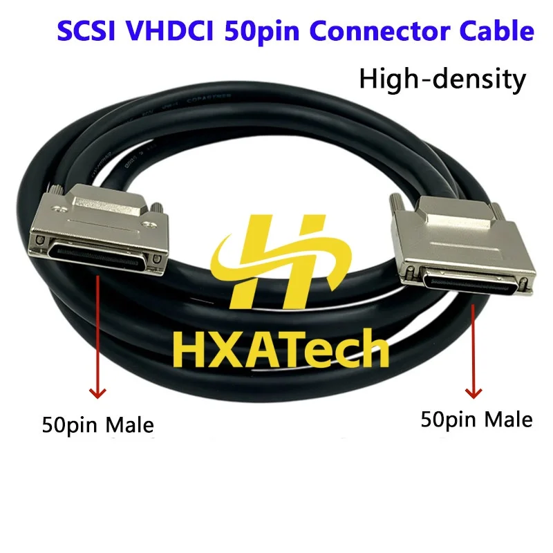 HXATech - length Customized 2M 5Meter Mini 50Pin SCSI Connector Cable SCSI 50Pin High density VHDCI50 male to male Copper Cable