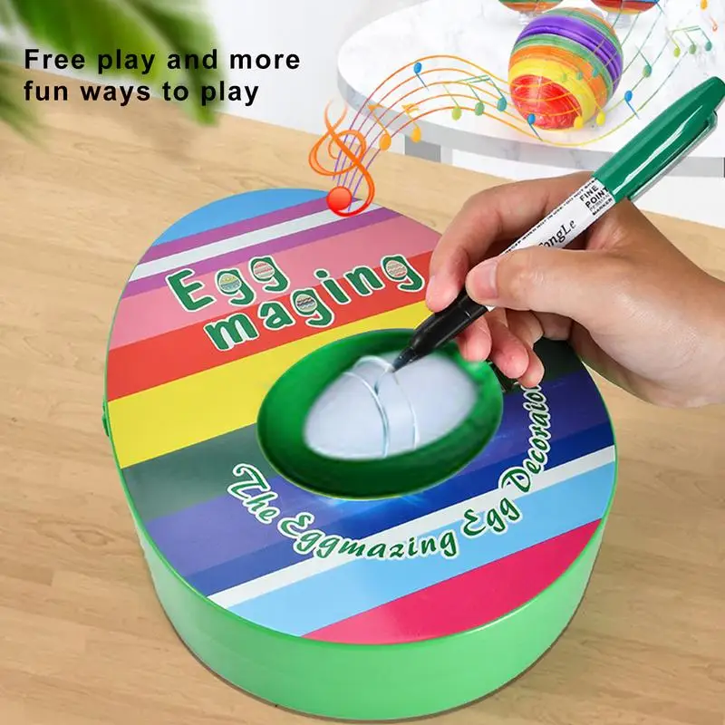 DIY Egg Decorating Kit Real Eggs Spinner Machine with Accessories Easter Drawing Toy Set Children Play Arts and Crafts for Kids