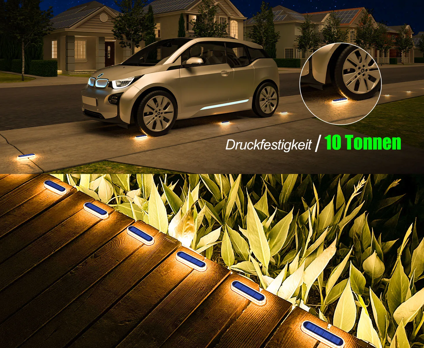 Imagem -06 - Waterproof Outdoor Solar Step Lights Auto on Decoração Luzes de Convés Pátio Quintal Garagem Varanda Jardim Ip68 Pcs Pcs Pcs