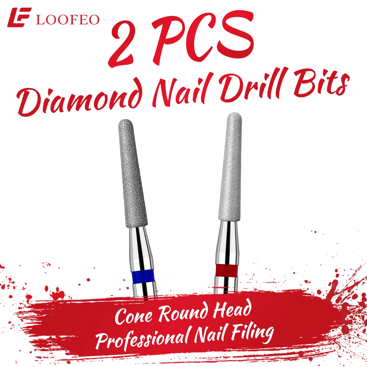 Diamond Nail Drill Bit Set 2pcs Medium Fine Grit Milling Cutter for Cuticle Burrs Remove Nail File Manicure Pedicure E-File Bits