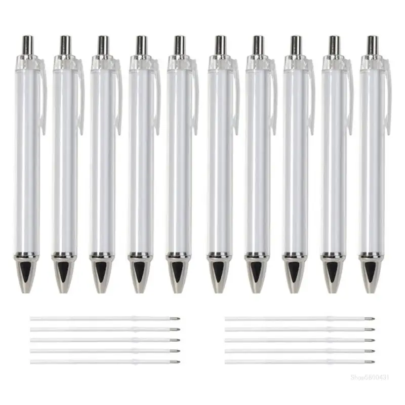 10Pcs Retractable Ballpoint Pen for Heat Transfer Ergonomic Ballpoint Pen