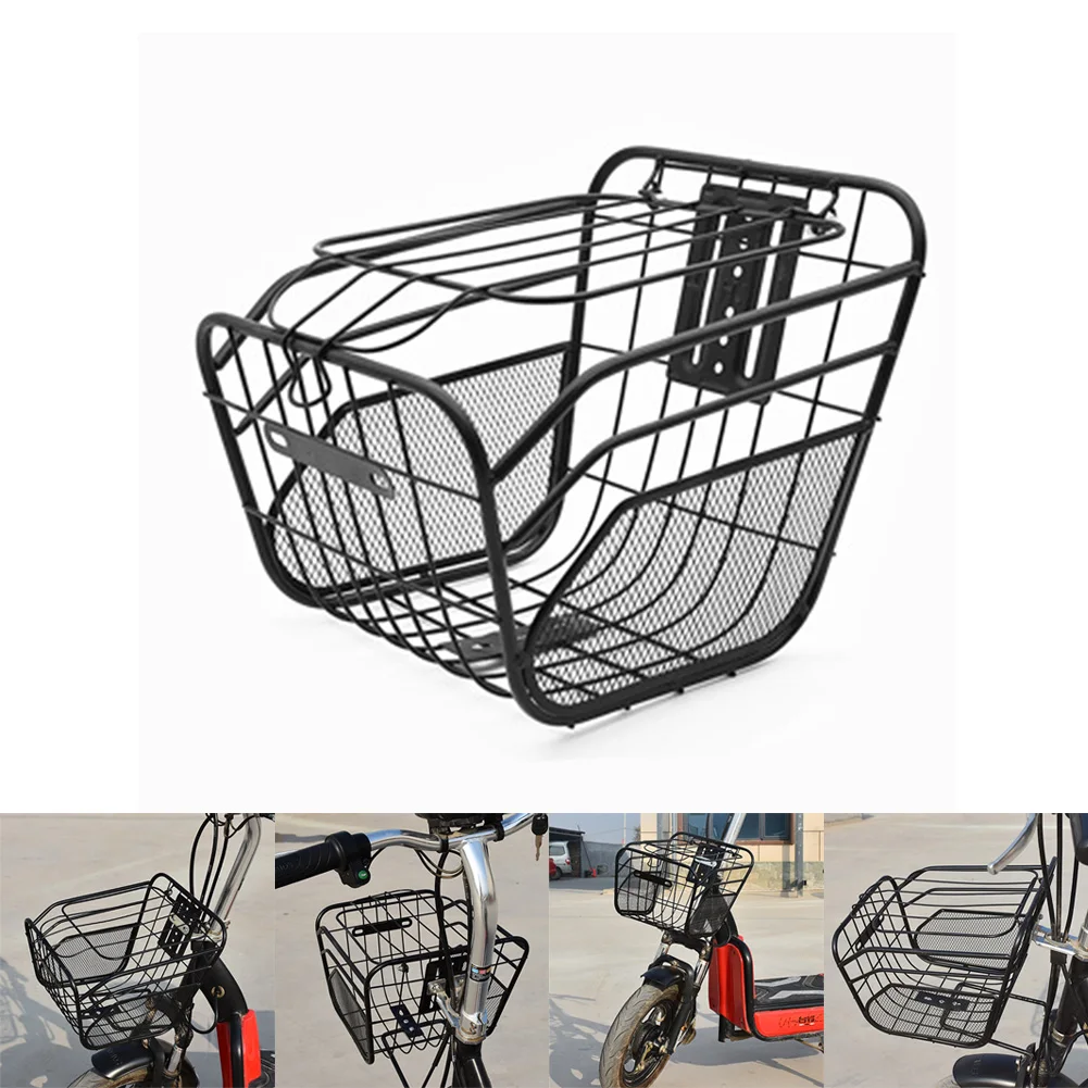 

Basket Bicycle High Quality Brand New Components Front Basket Metal Replacement Sturdy 1pc 33X23X24cm Accessories Black