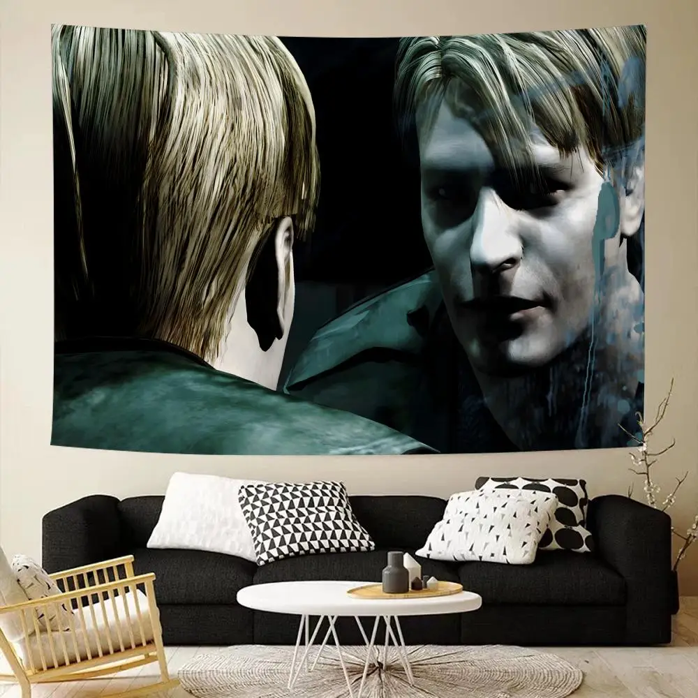 Videospiel Silent Hill 2 Wandteppich, Haus, Schlafzimmer, Wohnzimmer, Bar, Garten, Mikrofaser, Dekoration, Hintergrund