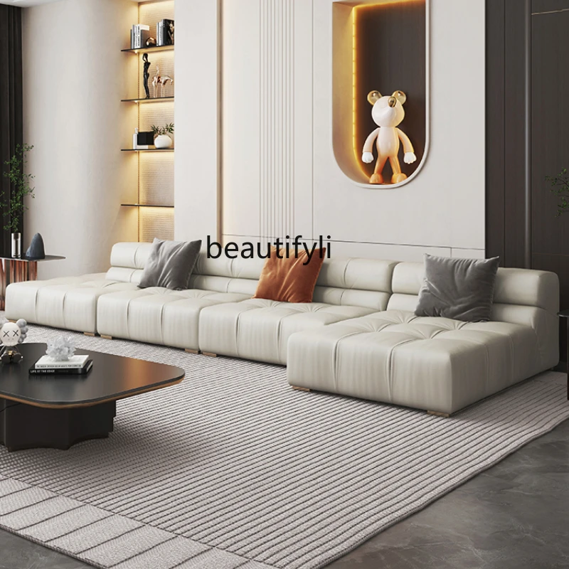 

LBX Minimalist Leather Sofa Sofa First Layer Leather Sofa Villa Living Room Light Luxury Sofa