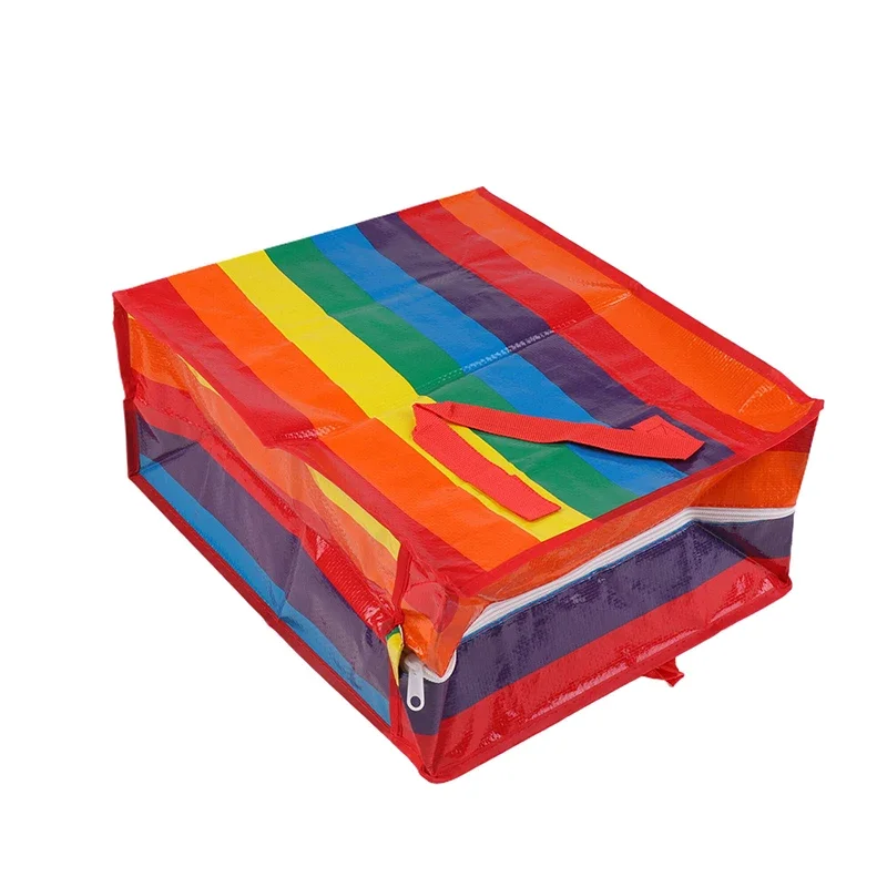 Multifunctional Rainbow Luggage Bag with Zipper Large Capacity Waterproof Storage Bag Move House Giant Bag Handbag