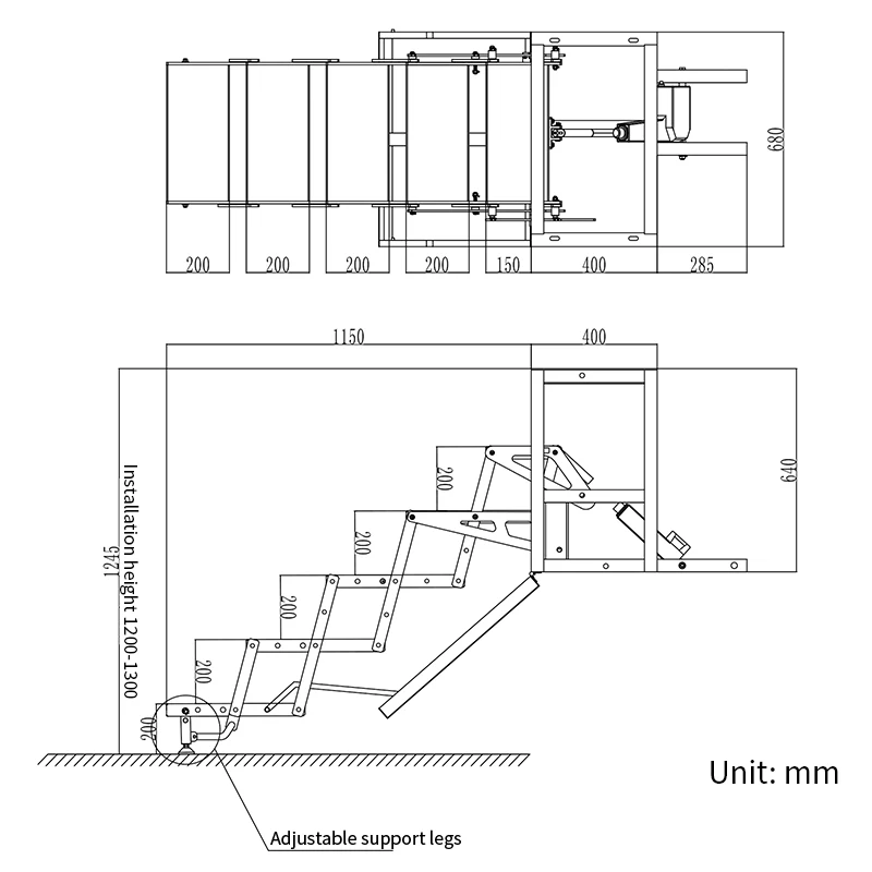 RV Accessories RV Steps 5 Folding Manual/Electric Stairs with Light Emitting Diodes and Adjustable Dual Support Feet