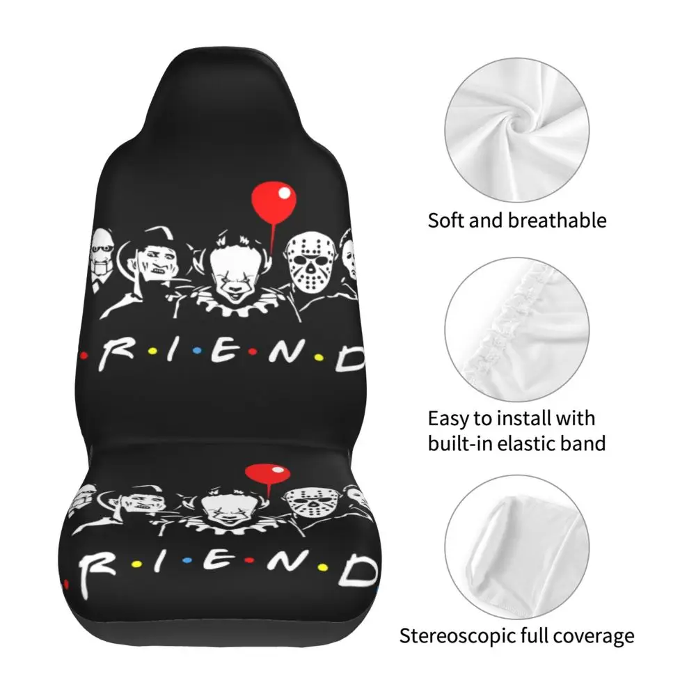 Horror Movie Friends Car Seat Cover Seat Cover, Anti Fouling and Convenient Protective Cover Unique Style 2PCS Universal Type