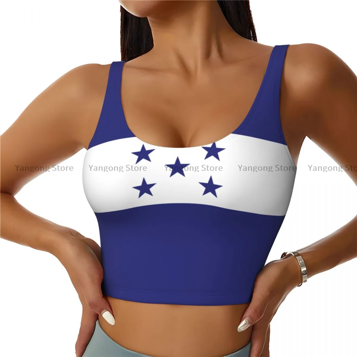 Yoga Vest Women Gym Sports Crop Tops Honduras Flag Streetwear Workout Breathable Tank Top Female