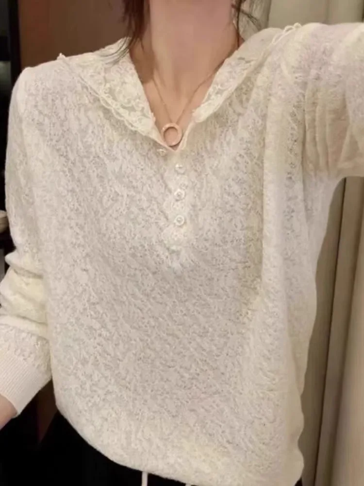 

Chic Simple Loose Women's Long Sve Knitted Sweater Autumn Faion Commute Sle Korean Version Basic Color Top