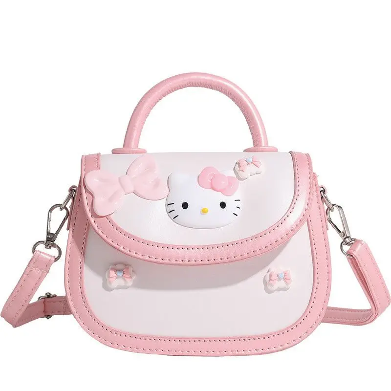 Sanrio Hello Kitty torba Crossbody Cartoon Kawaii Harajuku różowa torebka dziewczęca damska torebka na ramię ze skóry PU torba na zakupy siodło