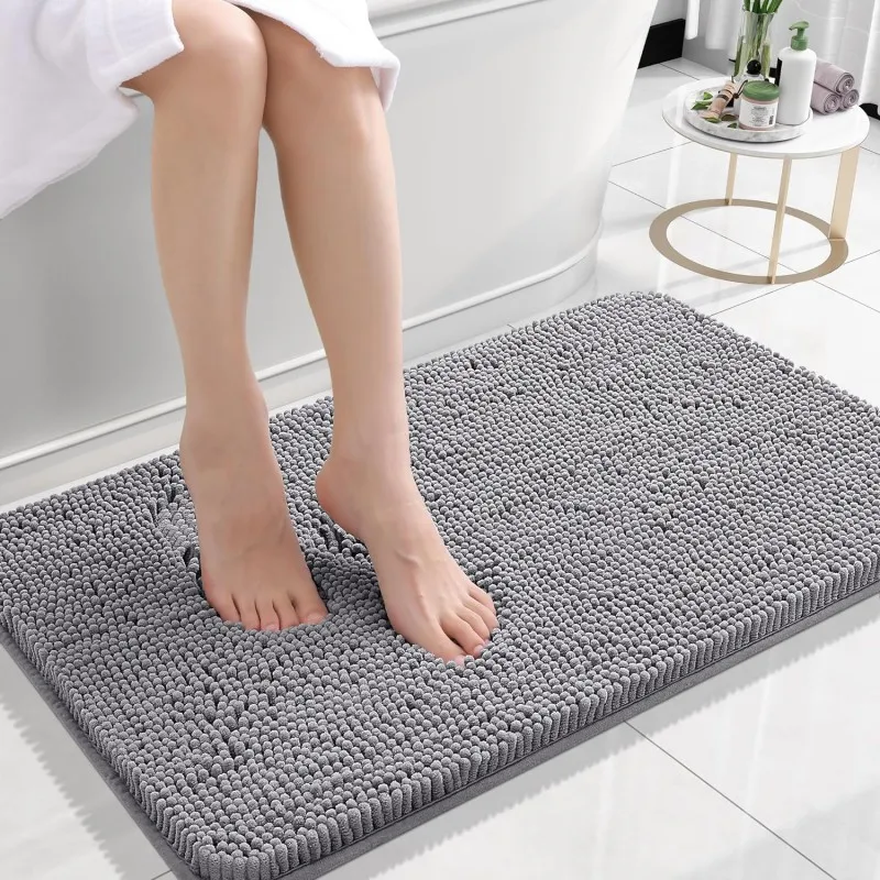 Bathroom Rugs Extra Soft Absorbent Chenille Bath Rugs Thicken Mat Non-Slip Machine Washable for Bathroom Floor Tub and Shower