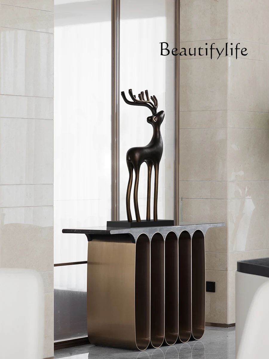 Lucky Deer Hotel Decoration Living Room Entrance Home Decoration Light Luxury Wood Sculpture Art Ornament