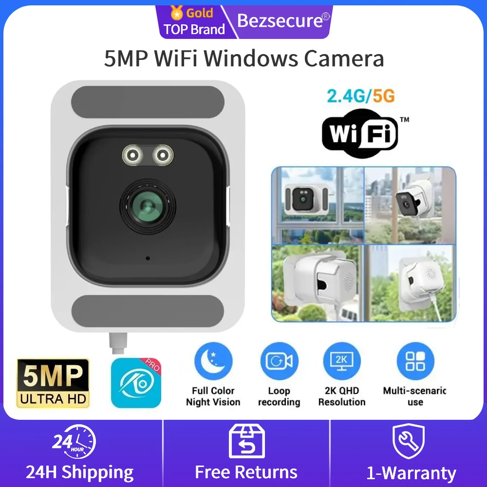 

5MP 2K Windows Camera Color Night Vision WiFi Indoor Cam For Home Security Motion Detection 24/7 Recording Quick Install Camera