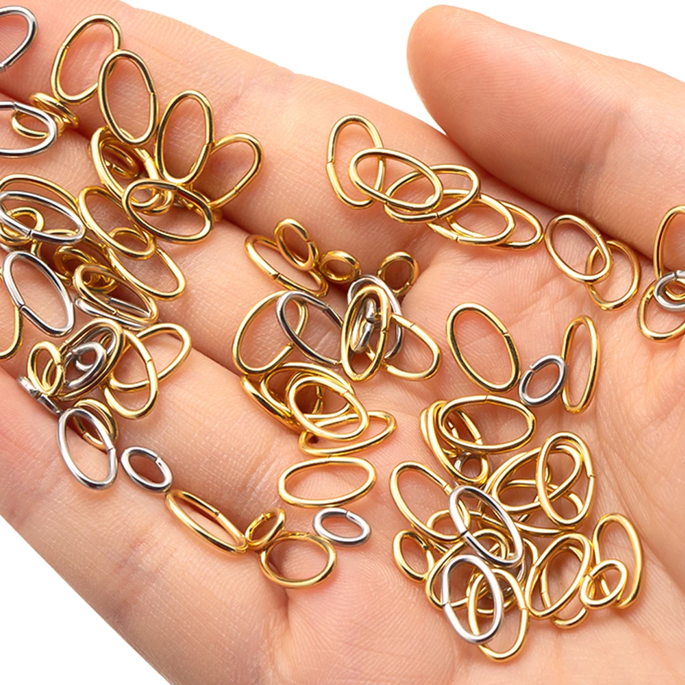 50 قطعة 3 ألوان الفولاذ المقاوم للصدأ البيضاوي الانتقال المفتوح خواتم موصل النتائج DIY بها بنفسك القرط سوار قلادة مجوهرات الحرف صنع