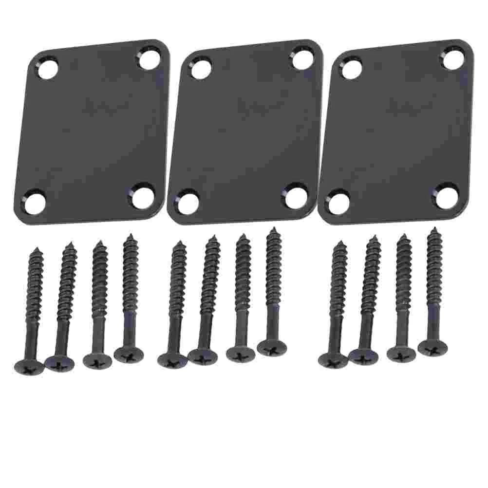 

3pcs Electric Guitar Neck Plate Bass Guitar Neck Strength Connecting Board Joint Plate for Guitar Bass with Screws (Black)