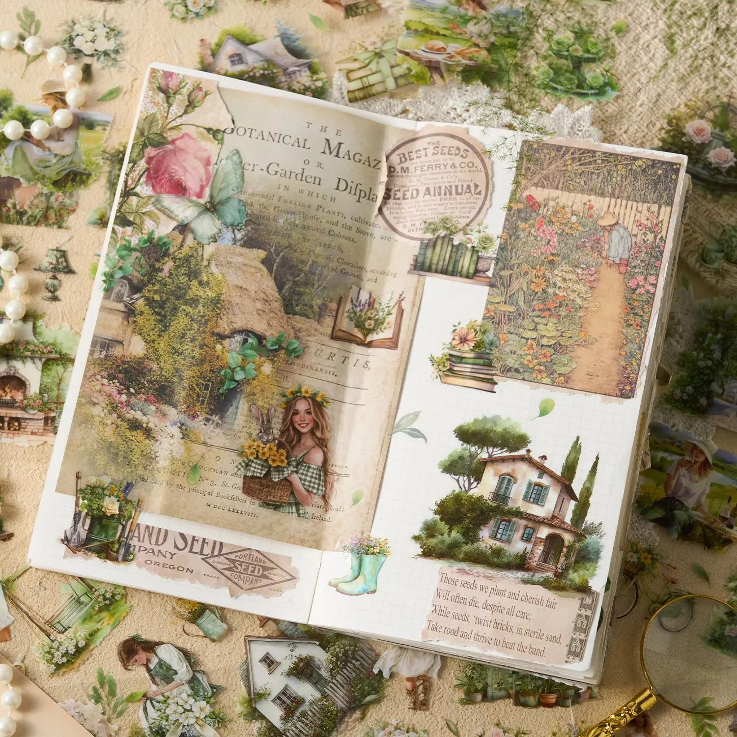 

1 упаковка/2 упаковки, серия «Цветучая мечта», наклейка для домашних животных, книга, тема персонажа, наклейки для скрапбукинга, задняя карта телефона, креативные материалы