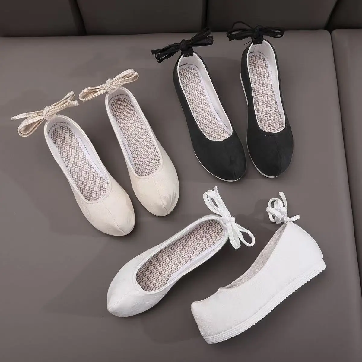 Hanfu Shoes Women Ancient Style Matching Hanfu Chinese Traditional Clothes Bow Shoes Stage Dance Performance Costume Cosplay