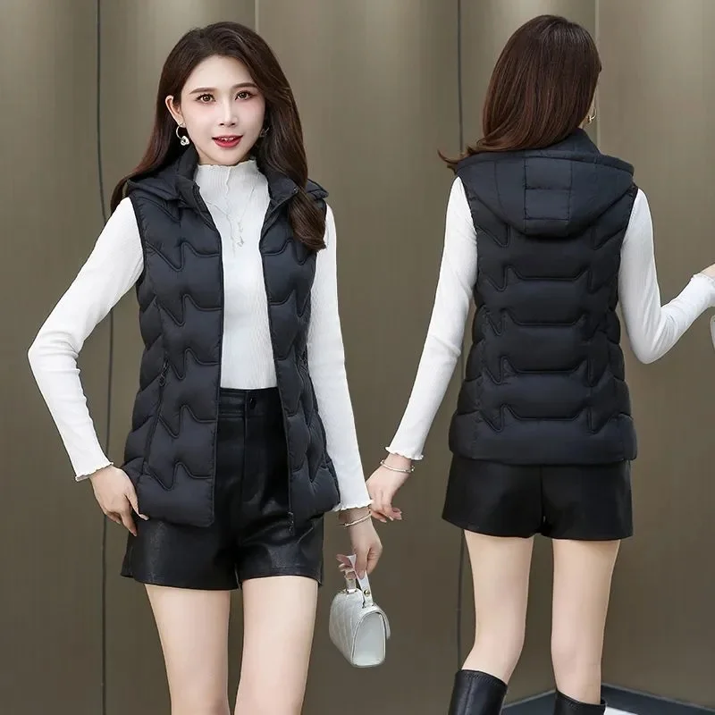 

Women's Short Puffer Vest Autumn Winter New Style Warm Cotton Jacket Slimming Outerwear Fashionable Chinese Brand AE Stock