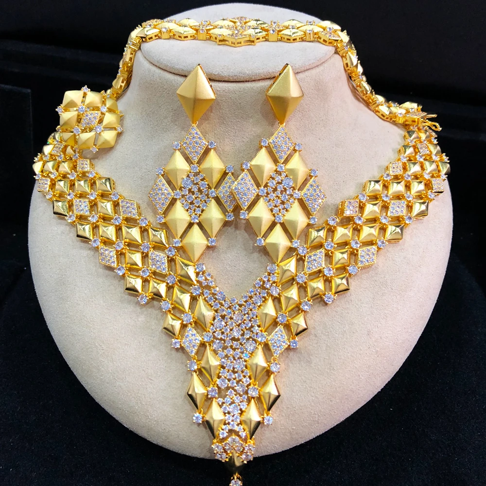 GODKI Famous Brand Blossom Flower African Dubai Jewelry Sets For Women Wedding Party Cubic Zircon Bridal Jewelry Gift