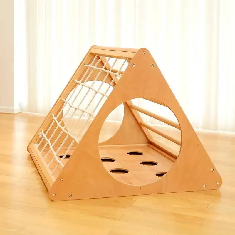 MDF Modern Toddler Pickler Triangle Play Gym Set Ramp Rocking Arch Outdoor Wooden Playground Area for Home Use
