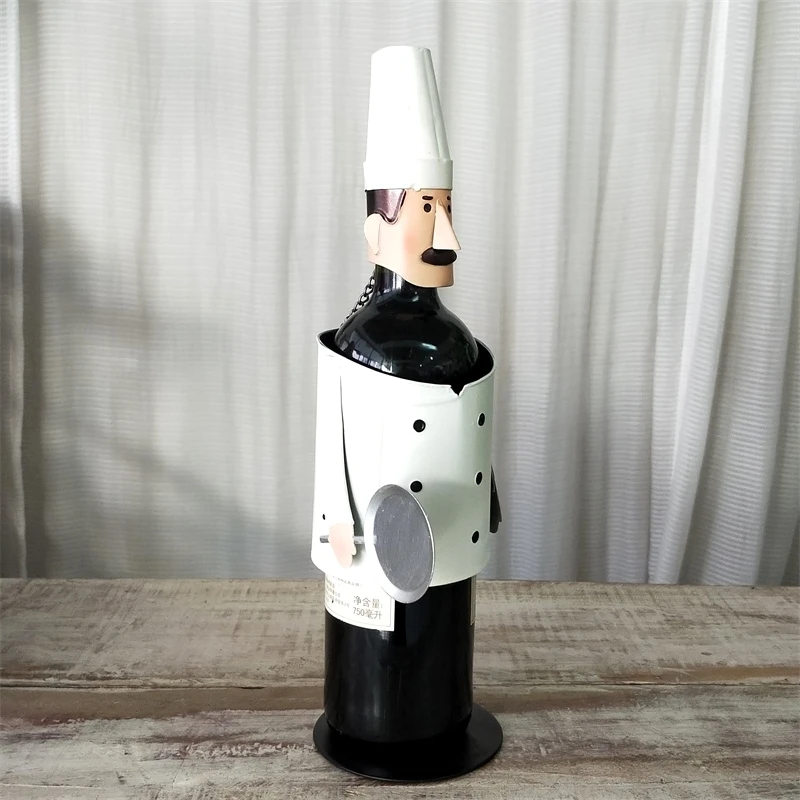 Detachable Iron Art Cook Wine Stand Decorative Metal Chef Figurine Bottle Holder Gourmet Home Barware Kitchen Ornament Handcraft