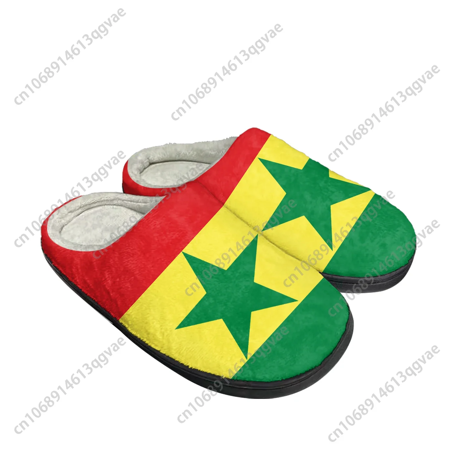 Senegalese Flag Home Cotton Custom Slippers Mens Womens Sandals Senegal Plush Bedroom Casual Keep Warm Shoes Thermal Slipper