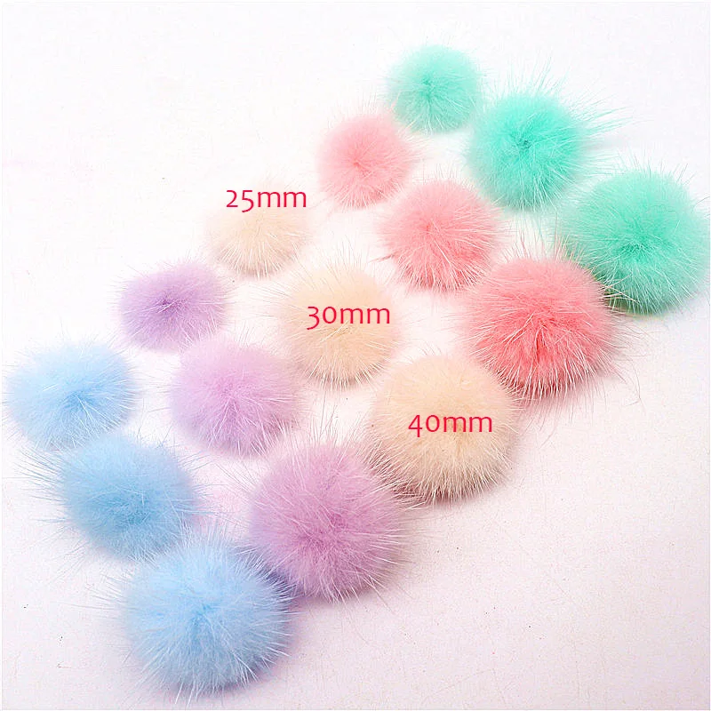 Natural Mink Fur Pompones 30mm 40mm Pompon Fluffy Soft Comfortable Pompom Pompony Dekoracyjne For Clothes  Earrings Making