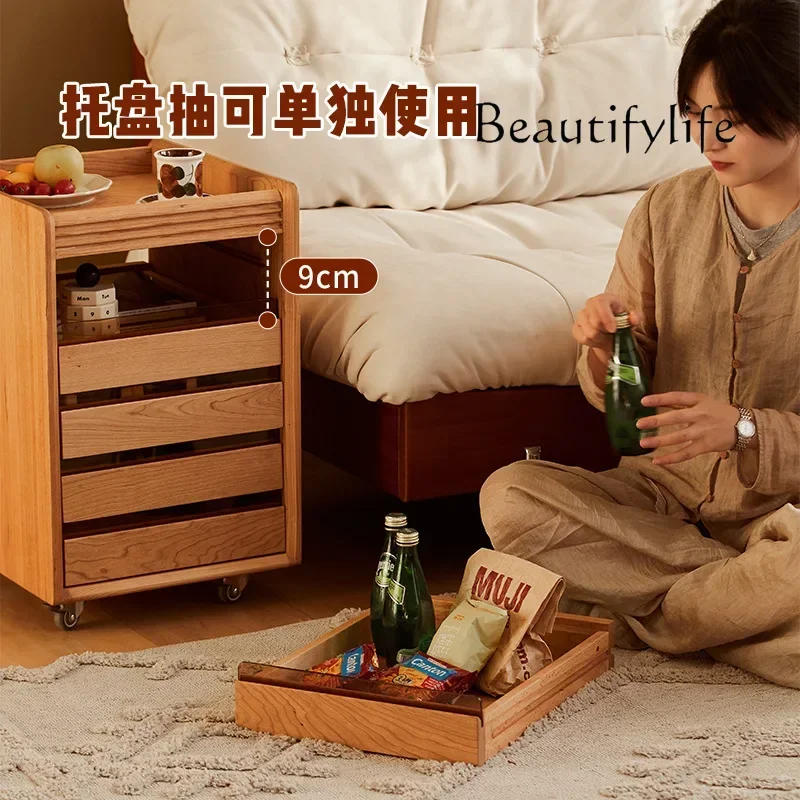 D VIPRemovable Chest Of Drawers Nordic Retro Data Cabinet Small Wooden Office Study File Cabinet