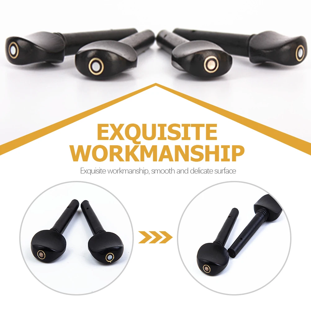 

4pcs 4 Violin Pegs Ebony String Instrument Parts Tuner Accessories Durable Practical Long Lasting Fittings Peg String Tension