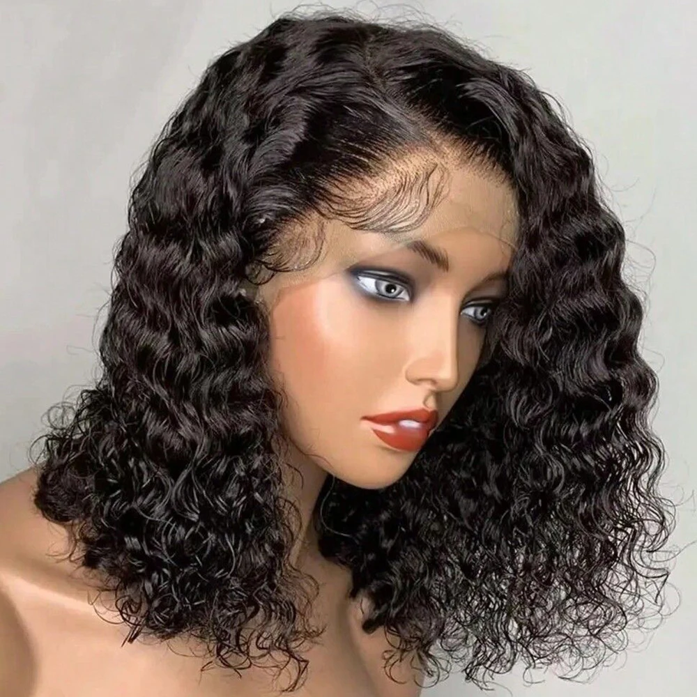 14 16 Inch Brazilian Deep Curly Short Bob 13x4 HD Lace Frontal Wigs 13x6 Lace Front Wig Water Wave 100% Human Hair Wig for Women