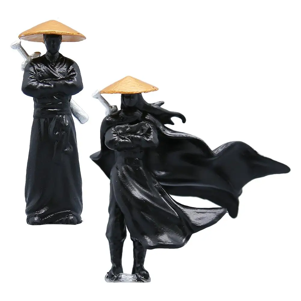 Figuras de guerrero chino antiguo, 2 uds., nament de escritorio, estatuas de micropaisaje, baratijas de caballeros para terrario de bonsái