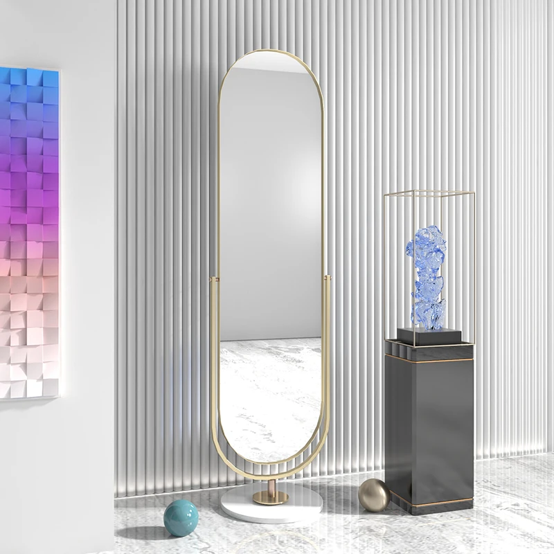 

Marble mirror full-length mirror floor-to-ceiling mirror household bedroom rotating girl one big fitting mirror.