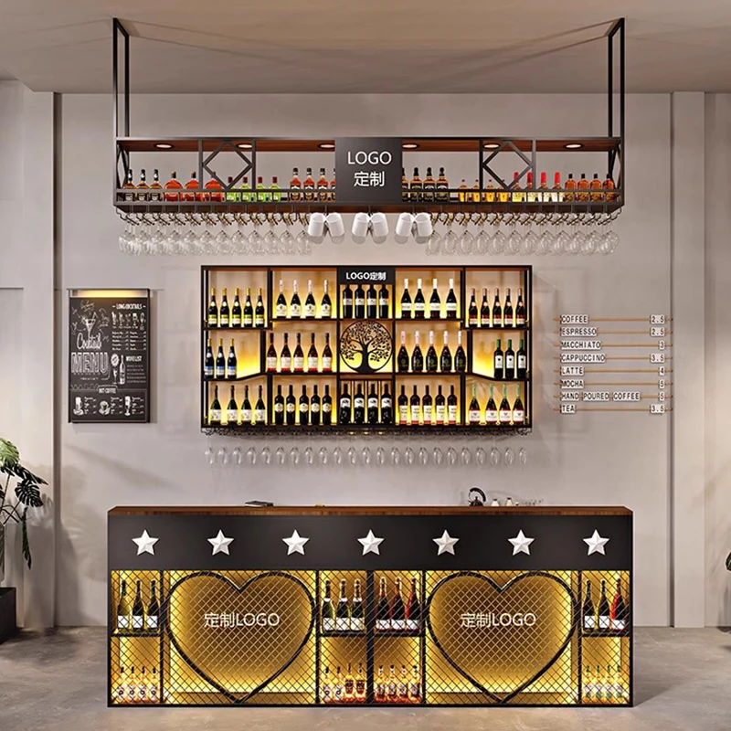 

Metal Rack Wine Cabinet Italian Counter Living Room Industrial Wine Cabinet Black Wohnung Bar Schrank Liquor House Furniture