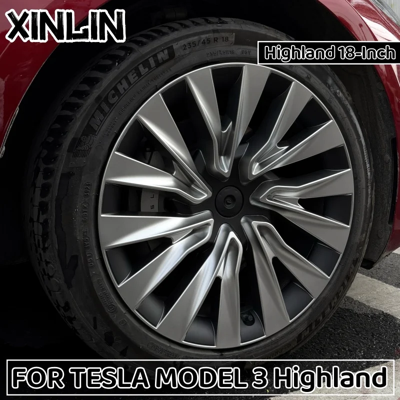 4PCS 18 Inch Hub Caps For Tesla Model 3 Highland Version 2024 Performance Replacement Wheel HubCap Full Rim Cover Accessories