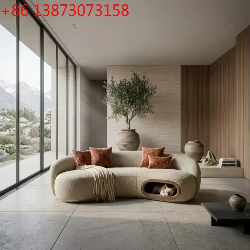 Curved Sofa Luxury Living Room Furniture Wooden Pet Sofa Bed Luxury Plush Pet Friendly Sofa Wholesale