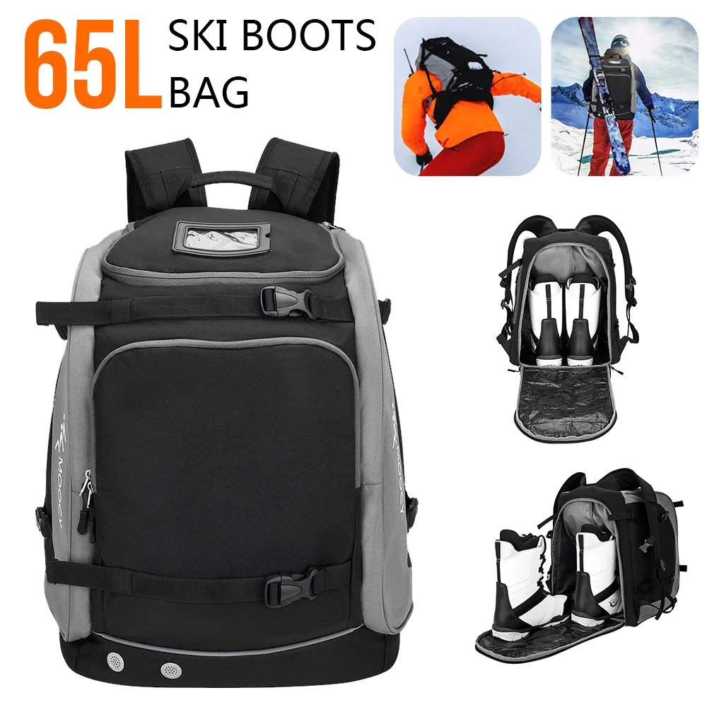 65L Large Capacity Ski Boot Bag Adjustable Waterproof Helmet Clothing Rucksack Men Women Skis Backpack for Camping Skiing 스키가방