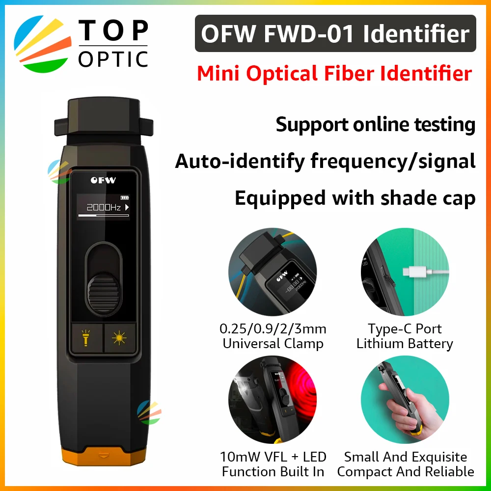 OFW Optical Fiber Identifier Live Detector with Visual Fault Locator LED Light 700-1700nm SM MM