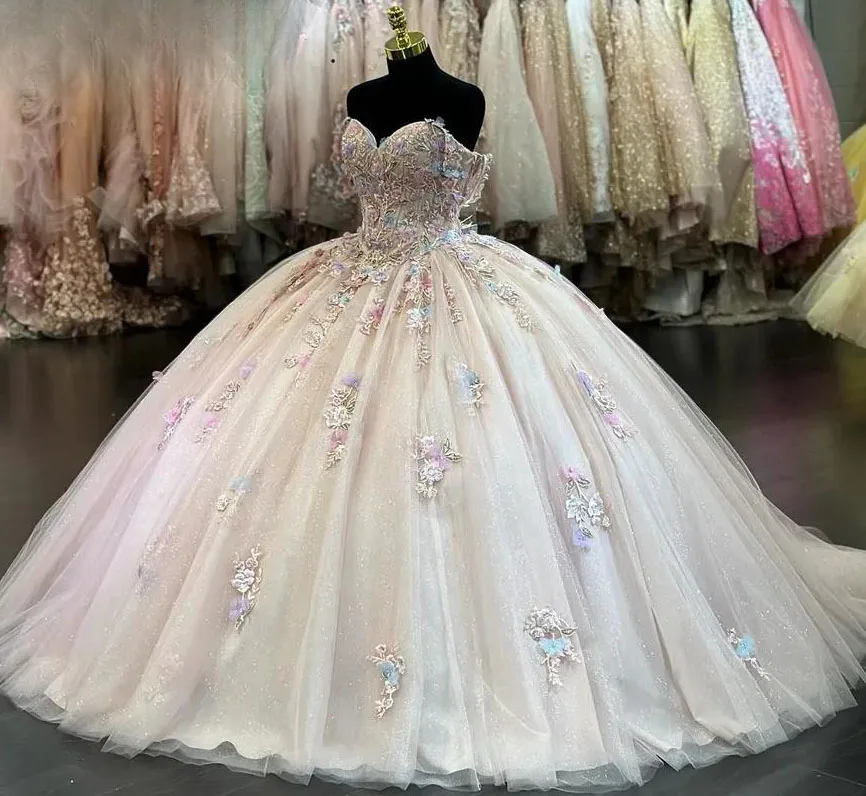 Robes de Quinceanera de princesse, robe de Rh, hors de l'initiative, appliques en tulle, robes Sweet 16, 15 ans, personnalisées