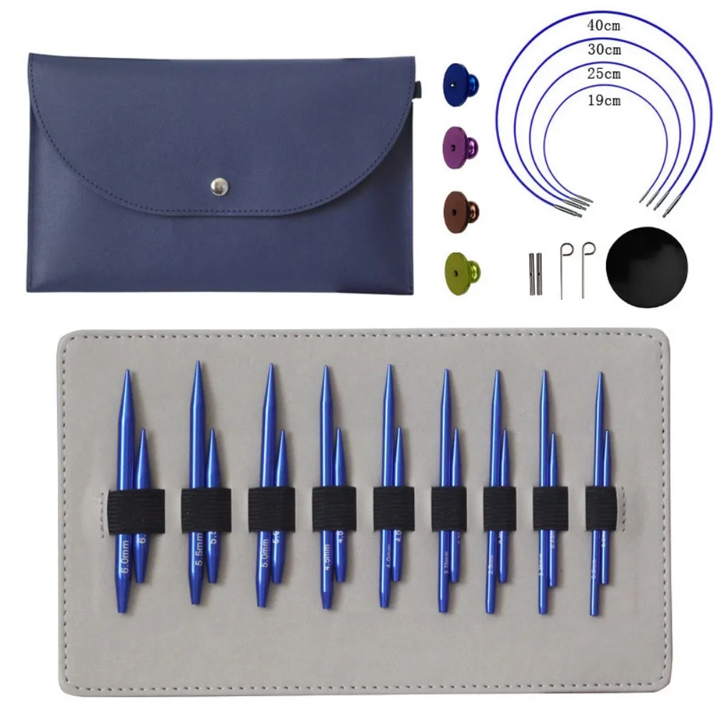 32 pcs Set Detachable Circular Knitting Needles Interchangeable Tips 5+8cm Short Long Sleeve Needles Hand Knitting Supplies
