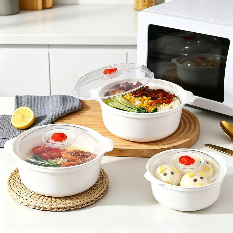 Microwave Heating Bowl Plastic Special Box Heated Fresh-keeping Lid Environmentally Friendly Food-grade Kitchen Tools