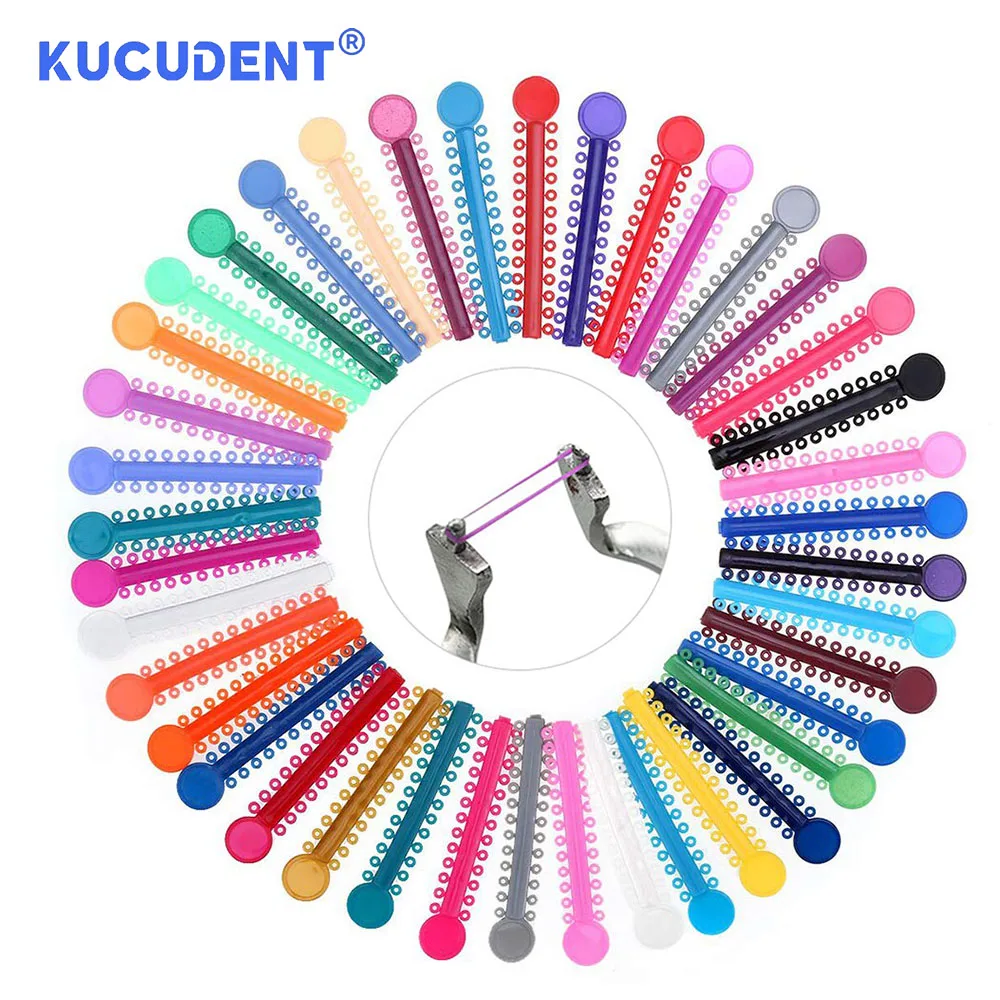 KUCUDENT 1040 Pcs Dental Orthodontic Ligature Ties Elastic Rubber Bands Braces For Teeth Dentistry Ligatures Materials 39 Colors